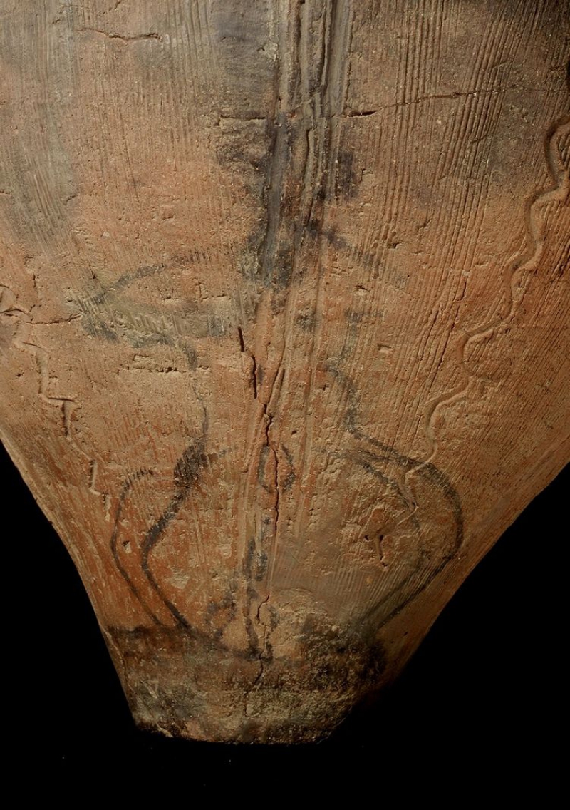 油絵 土器の故郷 唐渡宮遺跡の人体絵画土器｜星降る中部高地の縄文世界